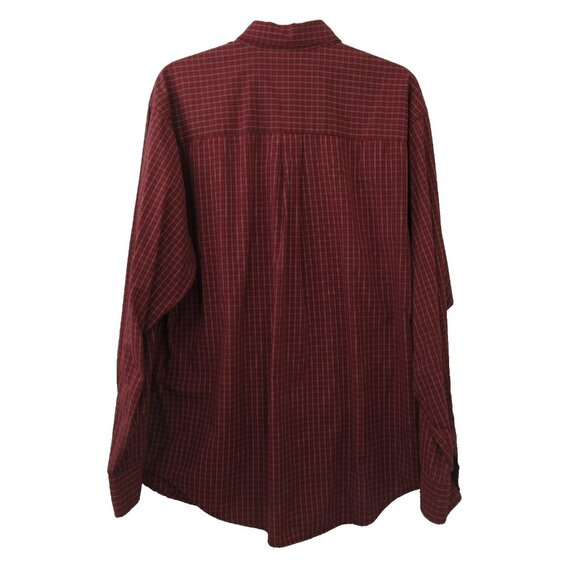 Puritan Shirt Mens Large (42/44) Red Plaid Button Front Long Sleeve Collar - Picture 2 of 7